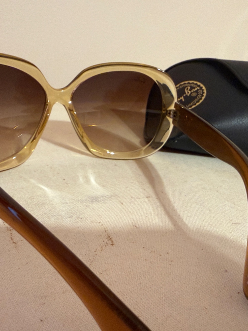 Ray-Ban Women's Beige Frame Sunglasses with Brown Gradient Lenses - Picture 4 of 7